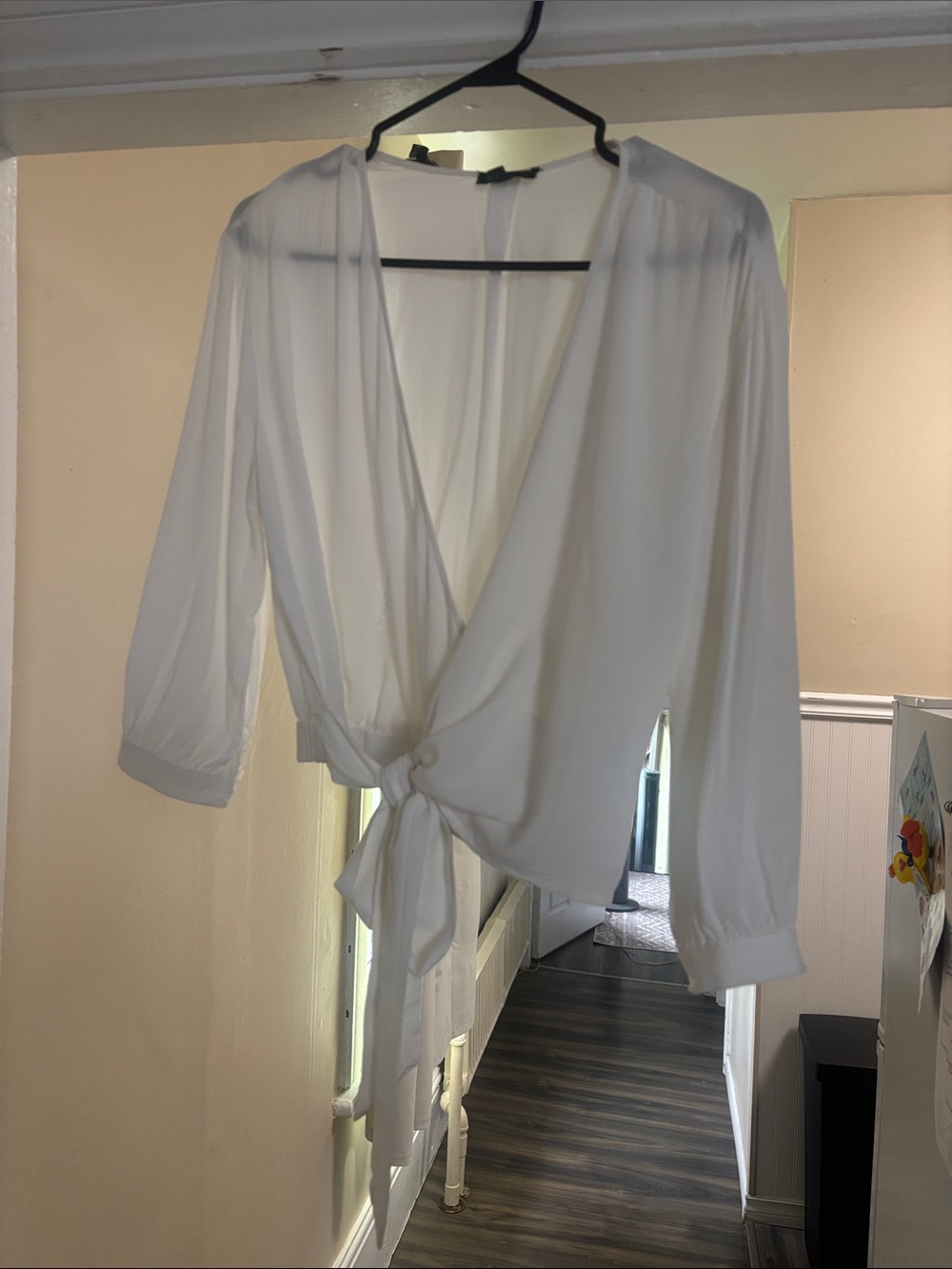 Dynamite White Semi-Sheer Blouse